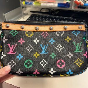 Louis Vuitton Limited Edition Monogram Black Multicolor Pochette Bag